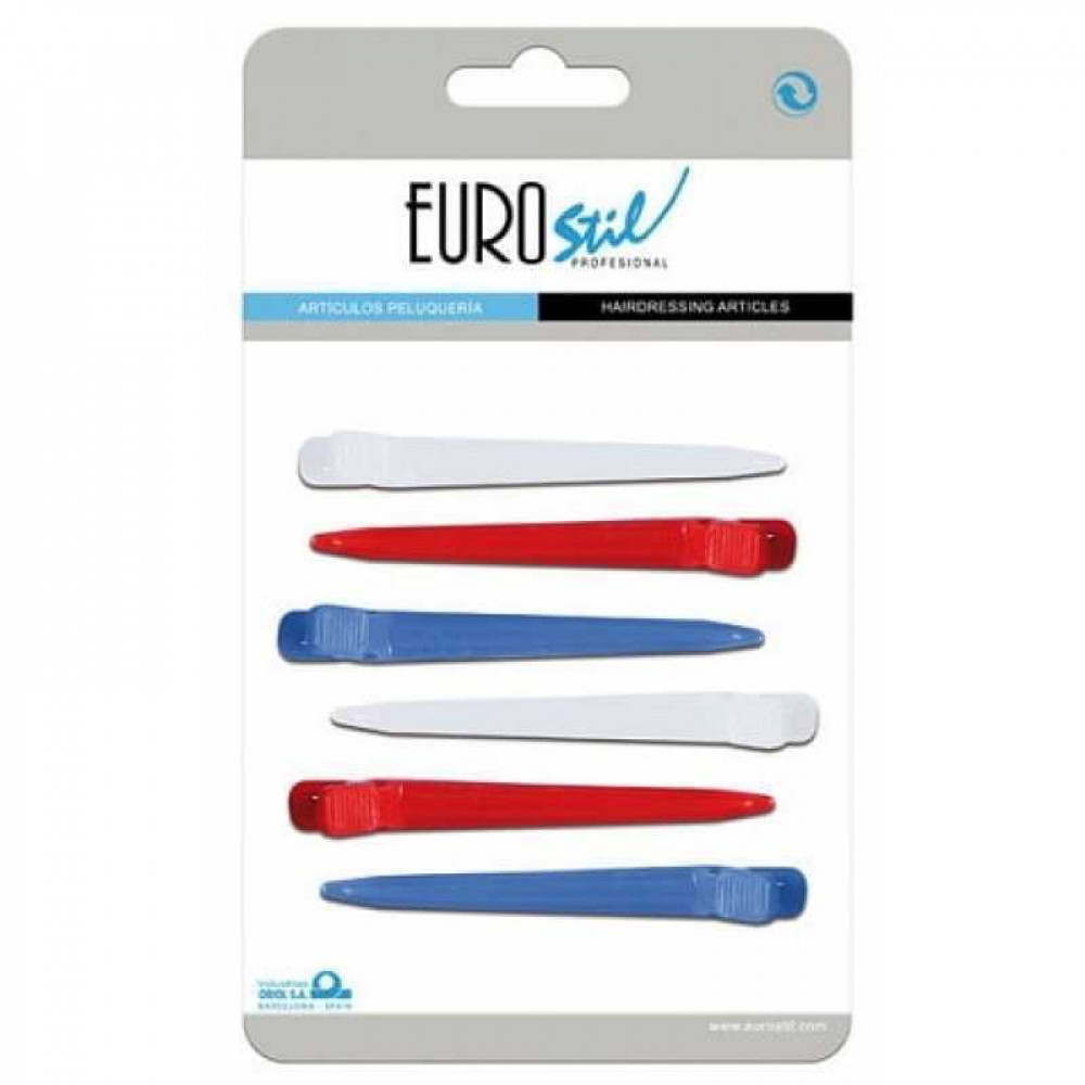 Eurostil Затискач для волосся пластиковий 6 шт. в уп. 00075 Іспанія