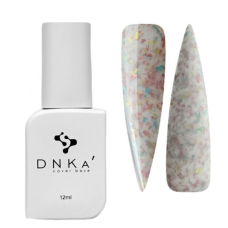 Камуфлирующая база DNKa Cover Base №0011A' Happy / Молочный с кусочками нежно-розовой, голубой и желтой потали 12 мл 