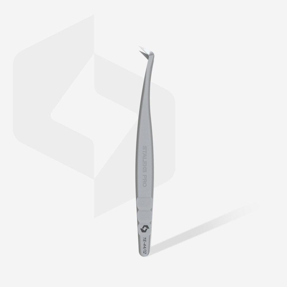 Staleks Пинцет профессиональный с насечками для ресниц EXPERT 44 TYPE 12 (L-образный, 65') TE-44/12 Украина