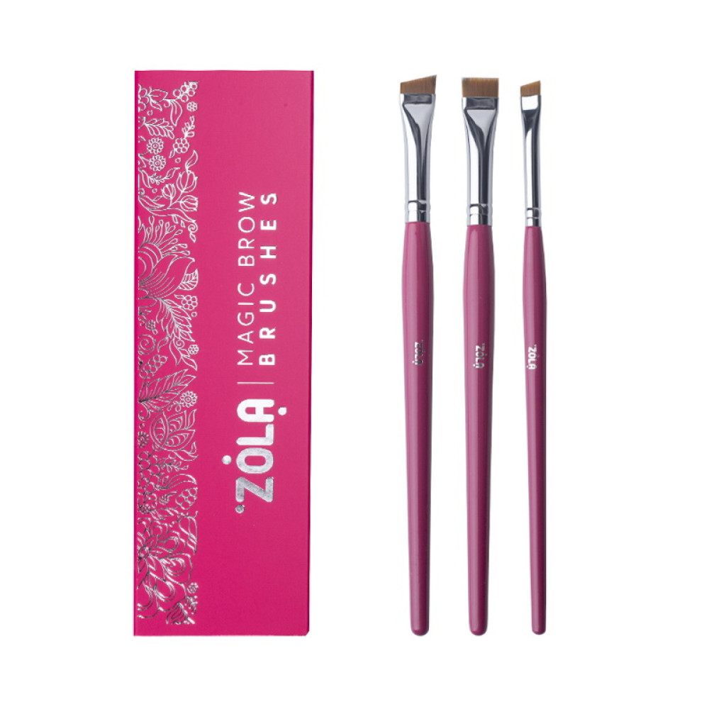 Zola Набор кистей малиновый для покраски бровей MAGIC BROW BRUSHES профессиональный 04951 Украина